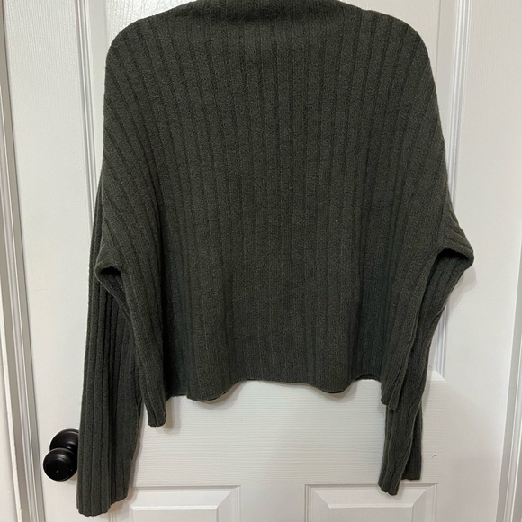 OPEN EDIT Cotton Blend Rib Funnel Neck Sweater In Olive Ivy large - Picture 5 of 6